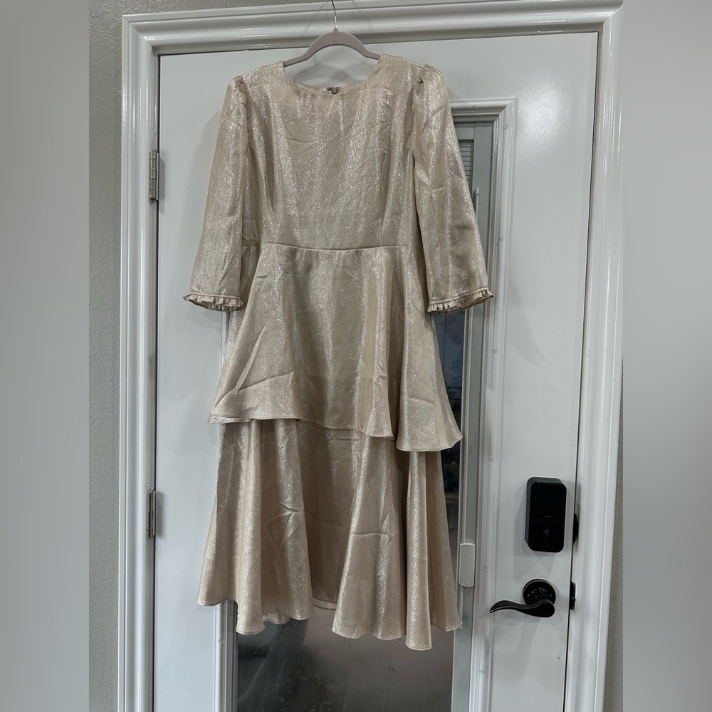 Dainty Jewells Shimmering Cream Midi Dress